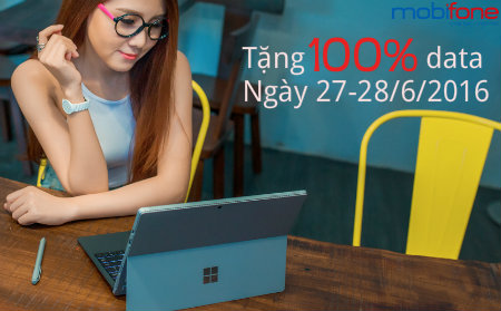 Đăng ký 3G MobiFone ưu đãi 100% data ngày 27 - 28/6 Tặng 100% data khi đăng ký 3G MobiFone ngày 27 - 28/6/2016