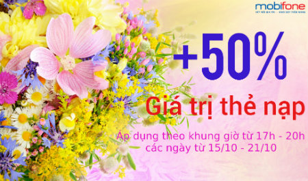 MobiFone khuyến mãi 50% giá trị thẻ nạp theo khung giờ