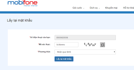 Truy cập MobiFone.vn để thực hiện lấy lại mật khẩu