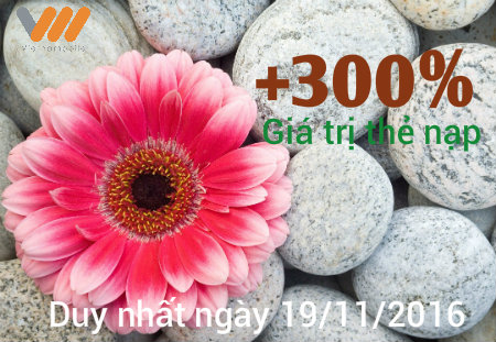 Vietnamobile khuyến mãi 300% thẻ nạp ngày 19/11