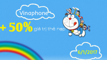 Vinaphone khuyến mãi 50% thẻ nạp toàn quốc ngày 6/1/2017