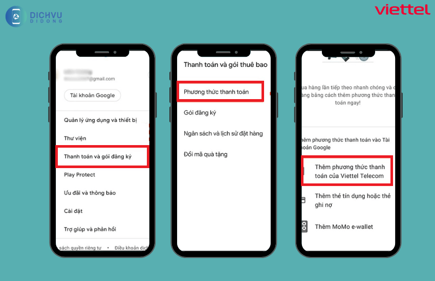 them phuong thuc thanh toan viettel telecom