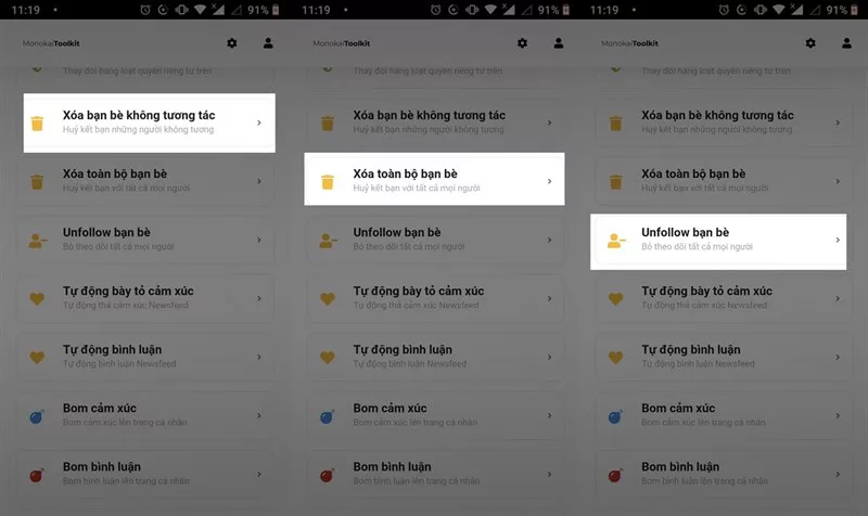 Cach xoa bạn be facebook tren android