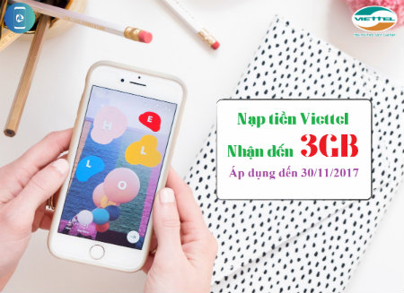 Viettel khuyến mãi tặng data đến ngày 30/11/2017 Viettel khuyến mãi tặng data đến ngày 30/11/2017