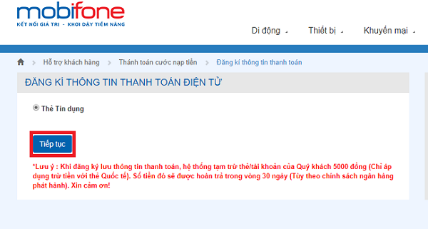 Nạp tiền thanh toán tự động AutoPay MobiFone 