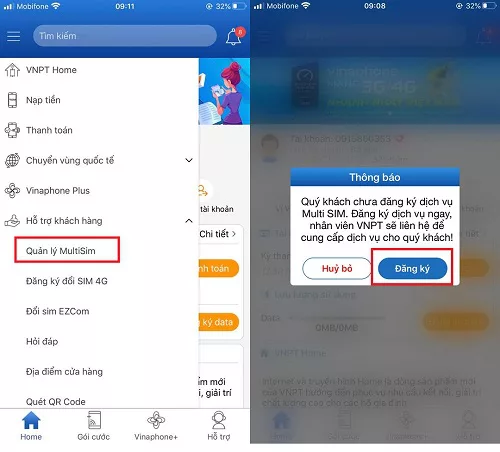 Đăng ký Multisim VinaPhone online tại nhà