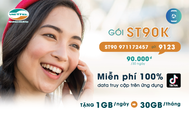 Cách đăng ký gói ST90K Viettel cực dễ Đăng ký ST90k Viettel 90k/ tháng nhận 30GB + Free chơi Tiktok