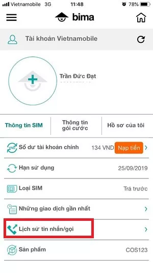 tra cuu lich su cuoc goi vietnamobile don gian