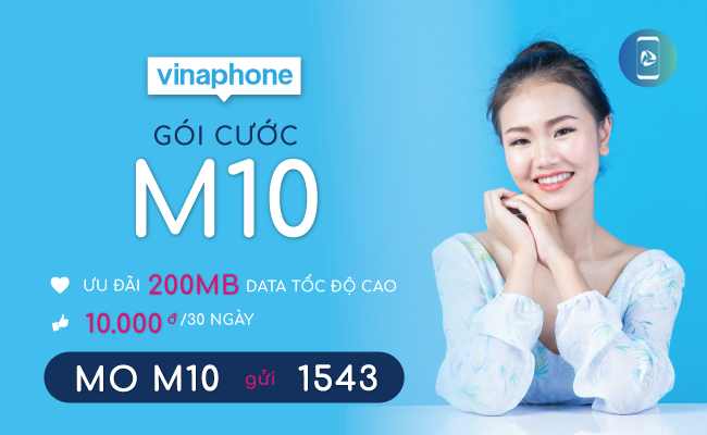 Đăng ký M10 VinaPhone nhận 200MB/ tháng giá 10.000đ