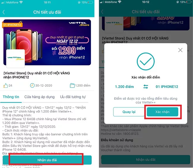 đổi điểm Viettel++ nhận iPhone 12