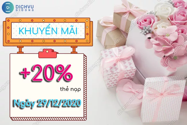 VinaPhone khuyen mai 20% the nap ngay 29/12/20 Khuyến mãi 20% thẻ nạp cục bộ VinaPhone ngày 29/12/2020