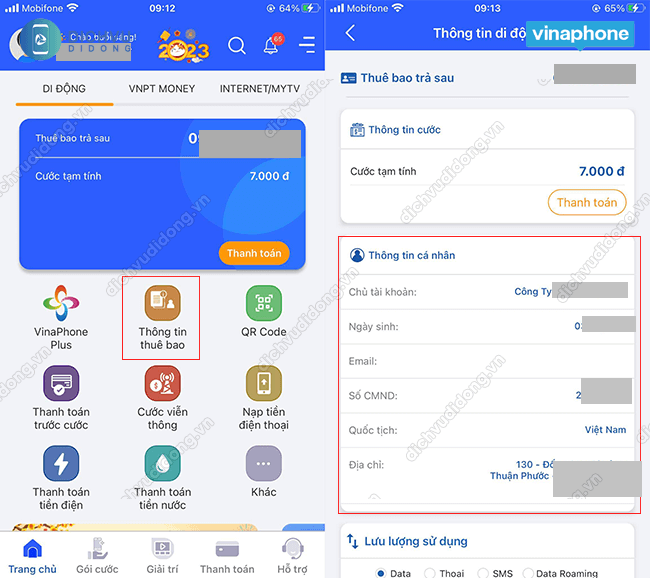 cach kiem tra thong tin thue bao vinaphone online