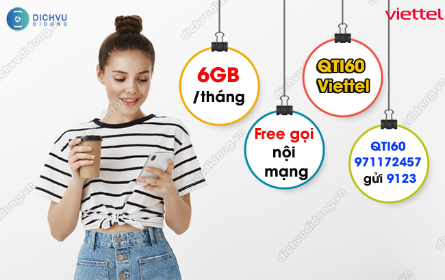 Cu phap dang ky goi QTI60 mang Viettel nhan 6GB Gói QTI60 Viettel