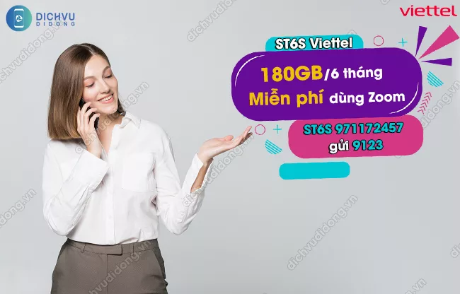 Cu phap dang ky goi ST6S mang Viettel nhan 180GB Gói ST6S Viettel
