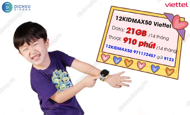 Cu phap dang ky goi cuoc 12KIDMAX50 cua Viettel Gói 12KIDMAX50 Viettel