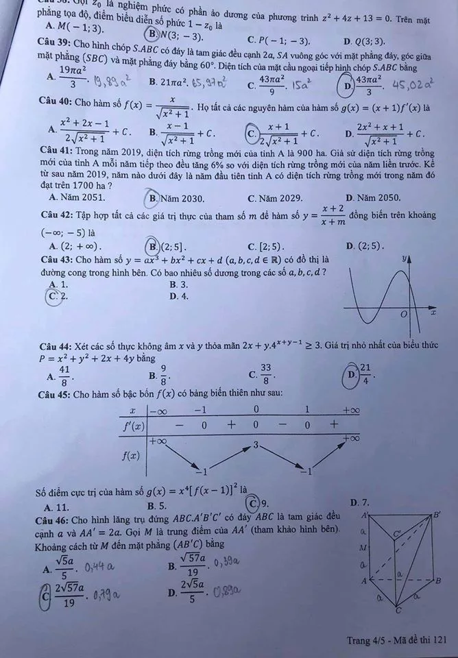 Chi tiết đề thi môn Toán THPT 2020