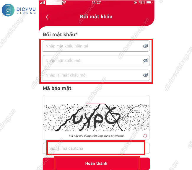 đổi mật khẩu My Viettel 