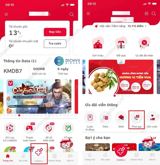 đổi điểm Viettel++ sang phút gọi trên My Viettel