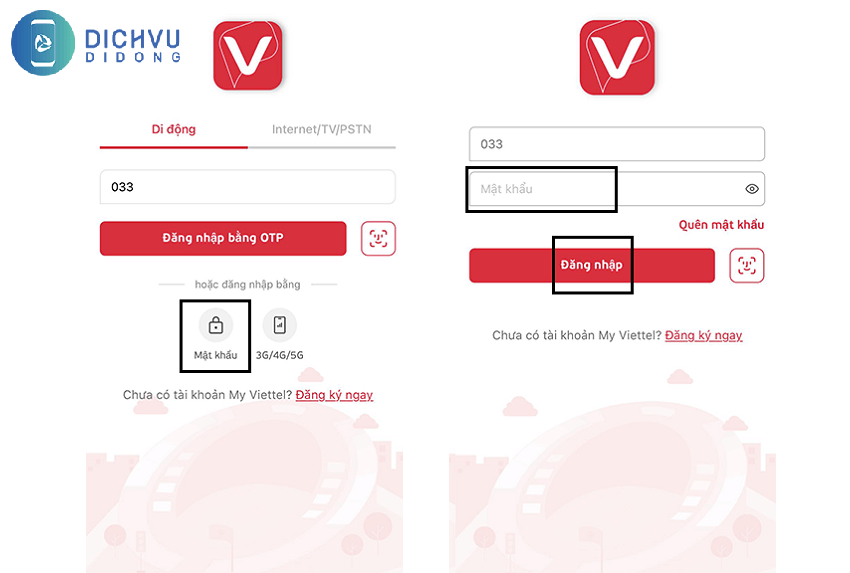 cach dang nhap my viettel khong can otp