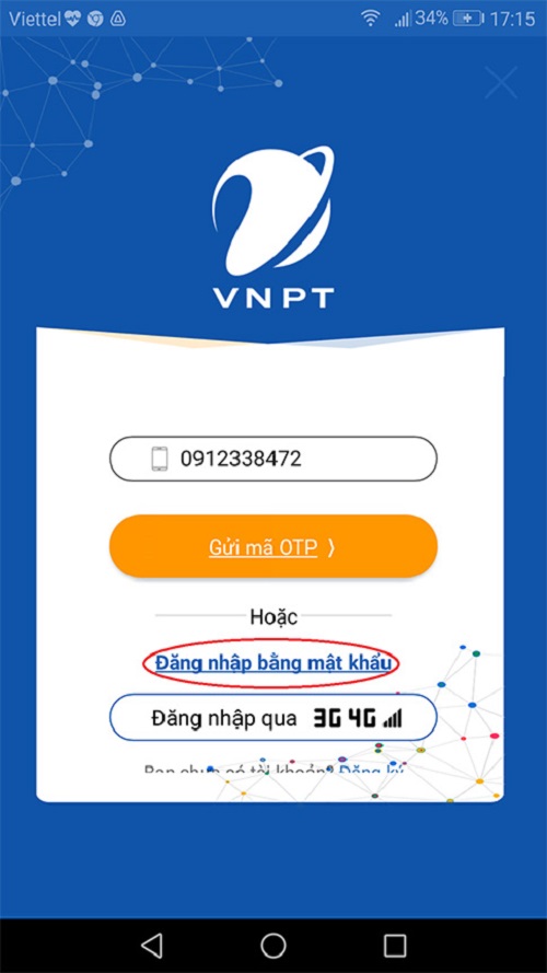 đăng nhập ứng dụng My VNPT