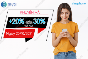 VinaPhone tặng 20% đến 30% thẻ nạp ngày 201021