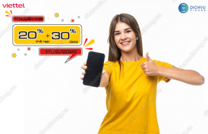 Viettel ưu đãi 20% thẻ nạp, 30% data ngày 10/2/2022