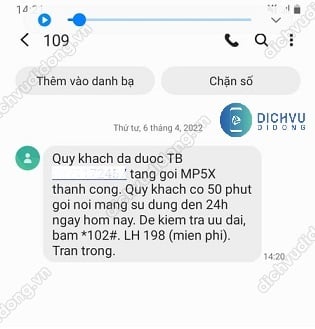 Tặng gói cước gọi Viettel cho thuê bao khác 