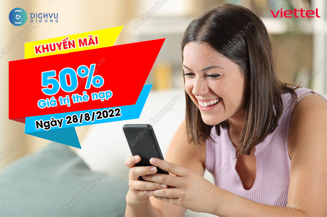 khuyen mai viettel 50% ngay 28/8