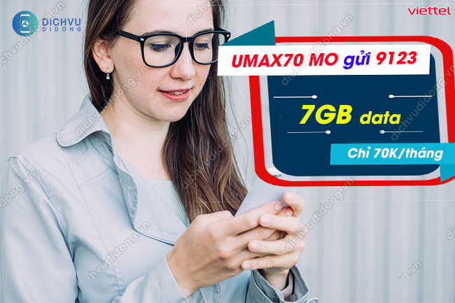 goi umax70 viettel 70k thang uu dai 7gb