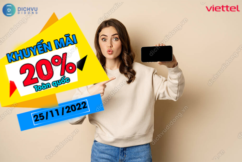 khuyen mai viettel 20 toan quoc ngay 25 11 2022