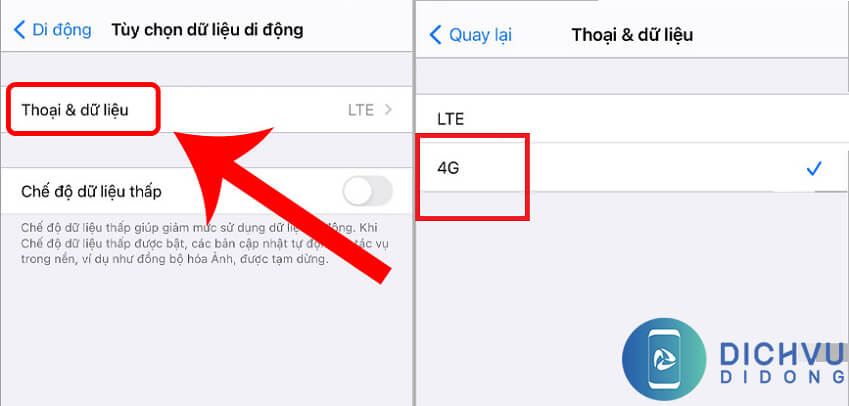 chuyen lte sang 4g tren iphone