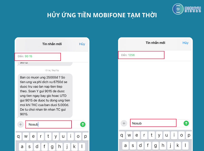 Cach huy ung tien tam thoi MobiFone